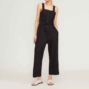 Black linen Sleeveless Jumpsuit Small